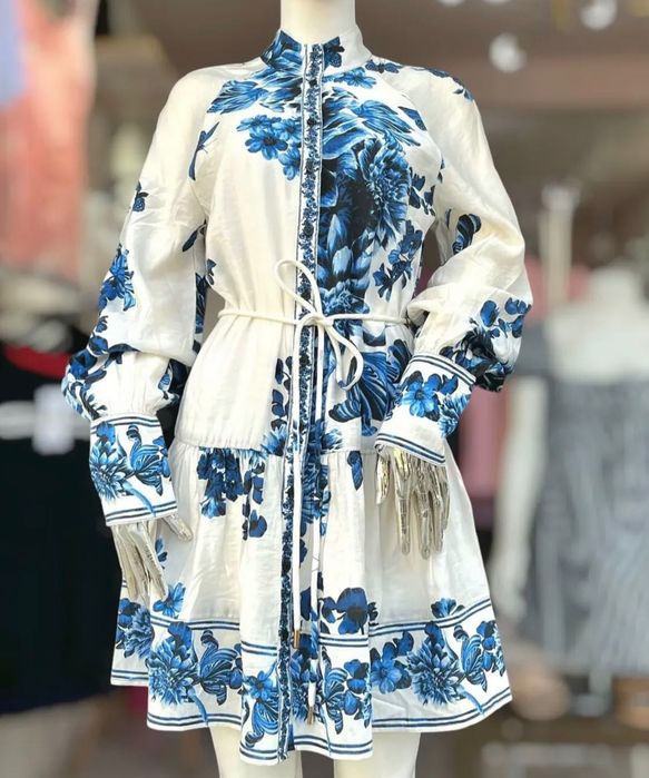 Сукня літня H&M біла синя в стилі Zimmermann шовкова платье летнее XS