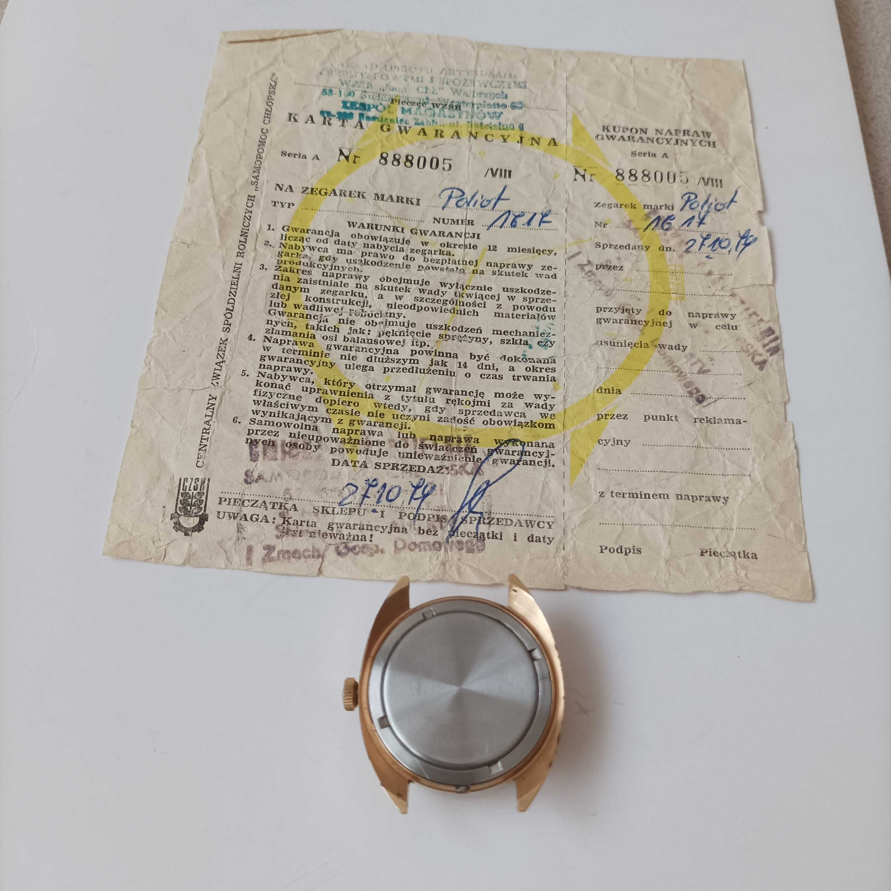 Złoty ( pozłacany ) zegarek męski Poljot 17 Jewels