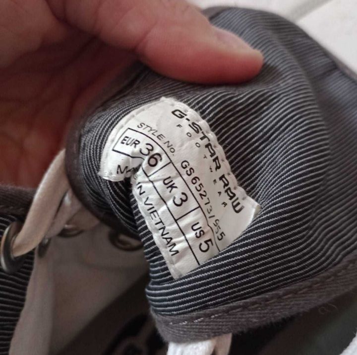 Wysokie regulowane popielate wiązane trampki r.36 G-Star Raw
