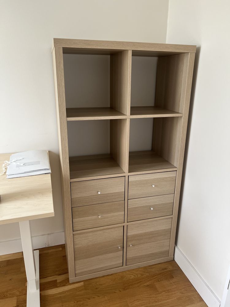 Kallax Ikea imitacja dębu z drzwiczkami i szufladami