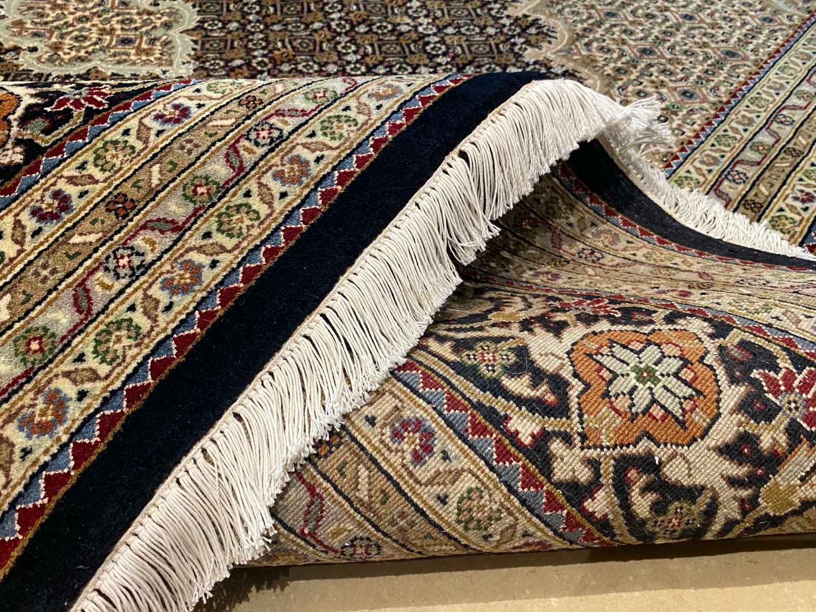 Ekskluzywny Tabriz Mahi 360 # 250 Nowy perski dywan z wełny i jedwabiu