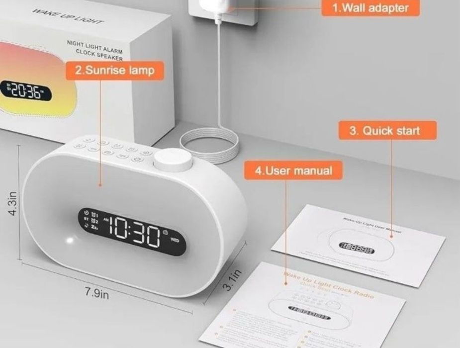 Часы будильник радио RGB led белый шум