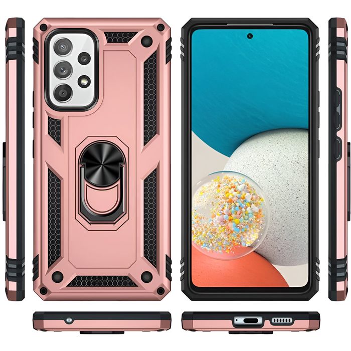 Pancerne Etui Ochronne do Samsung Galaxy A53 5G Pierścień Szkło Różowe