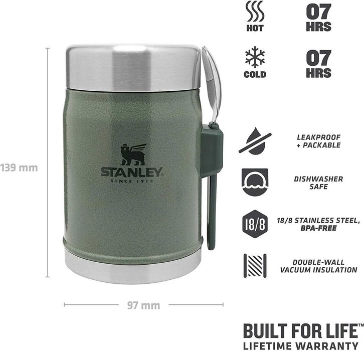 STANLEY Classic Legendary Food Jar + Spork 0.4L Green - термос для еды