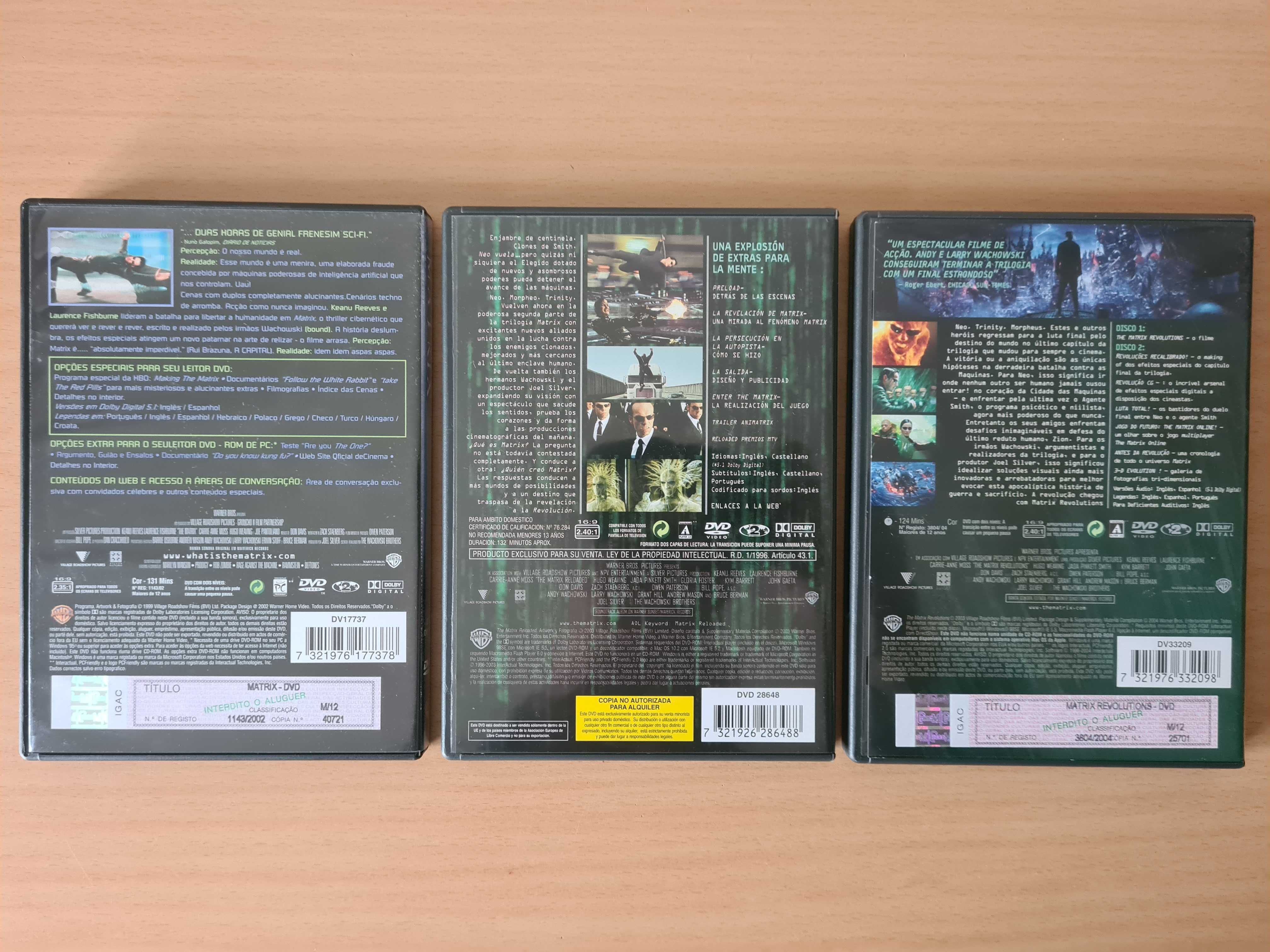 3 Filmes de "Matrix": "Matrix Revolutions" e "Matrix Reloaded" em DVD