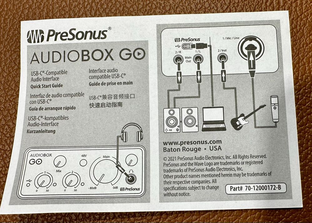 Presonus AudioBox GO - Interfejs Audio USB