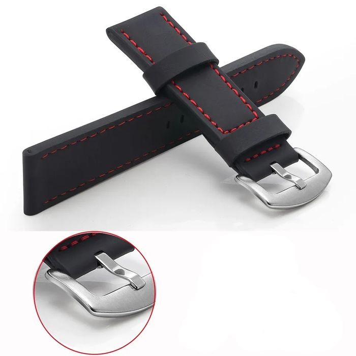 Bracelete Preta Prespontos Vermelho  22mm  Seiko Timberland Oris