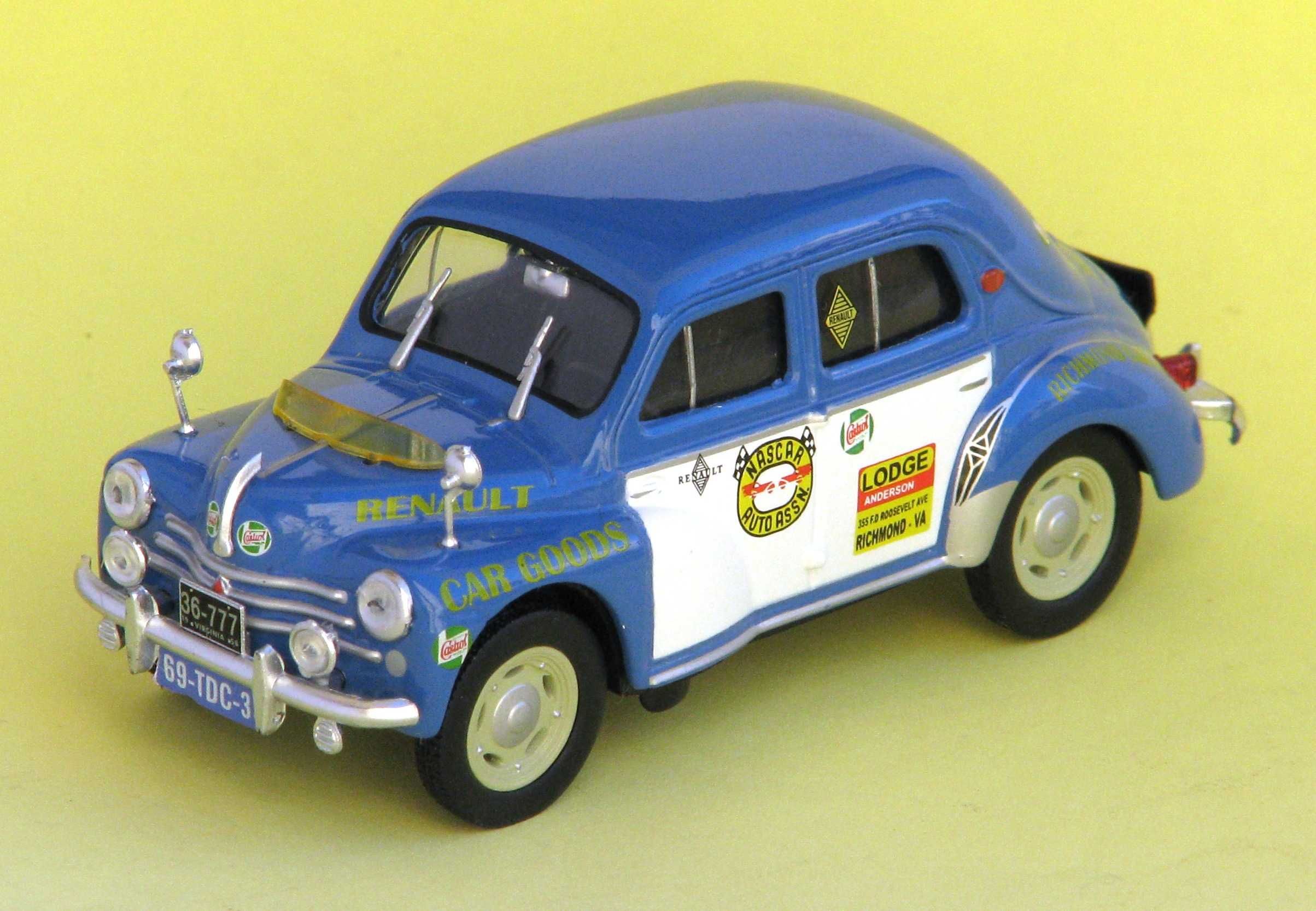 Miniatura Renault 4 cv 1062 Raid New York Los Angeles 1956 Eligor 1/43