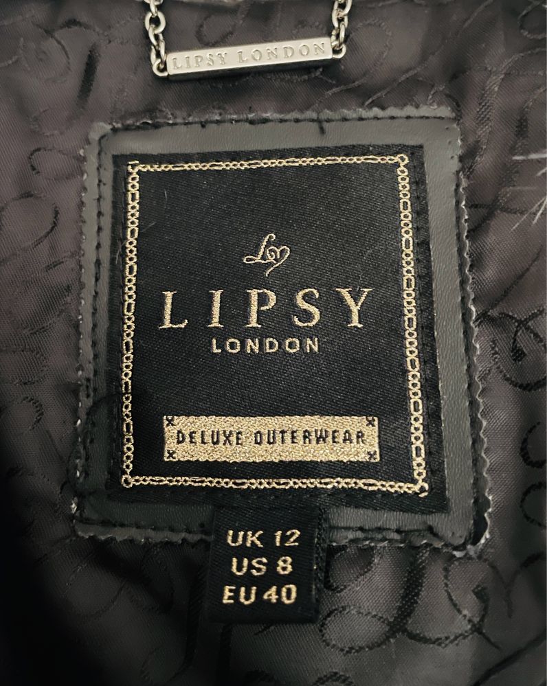 Lipsy London Deluxe Outerwear piekne futerko szare srebrne M L 38 40