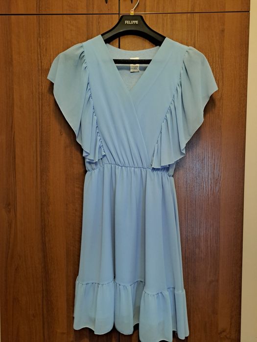 Błękitna sukienka weselna S/M pakuten