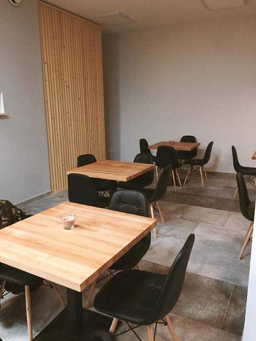 Bukowy stół na jednej nodze 60x60 metal postument do restauracji loft