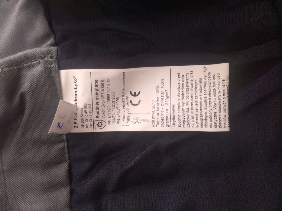 Szare spodnie zimowe robocze BHP ocieplane