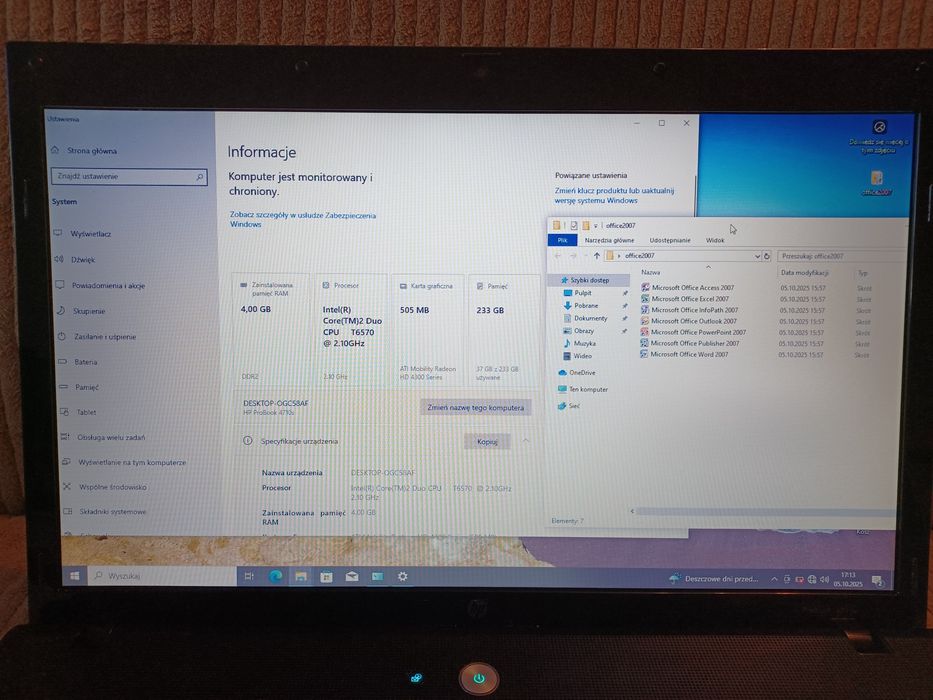 Laptop hp probook 4710s 17.3