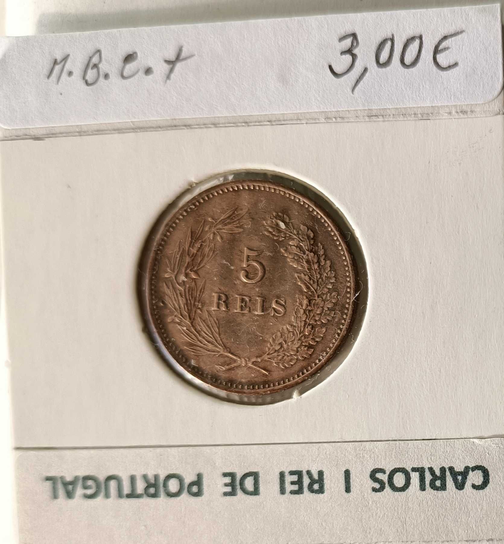 Moeda de 5 Réis do Monarca Português D. Carlos I 4º Dinastia