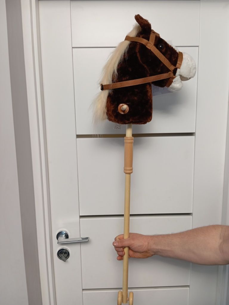 Nowy hobby horse głowa konia na kiju drewnianym składany