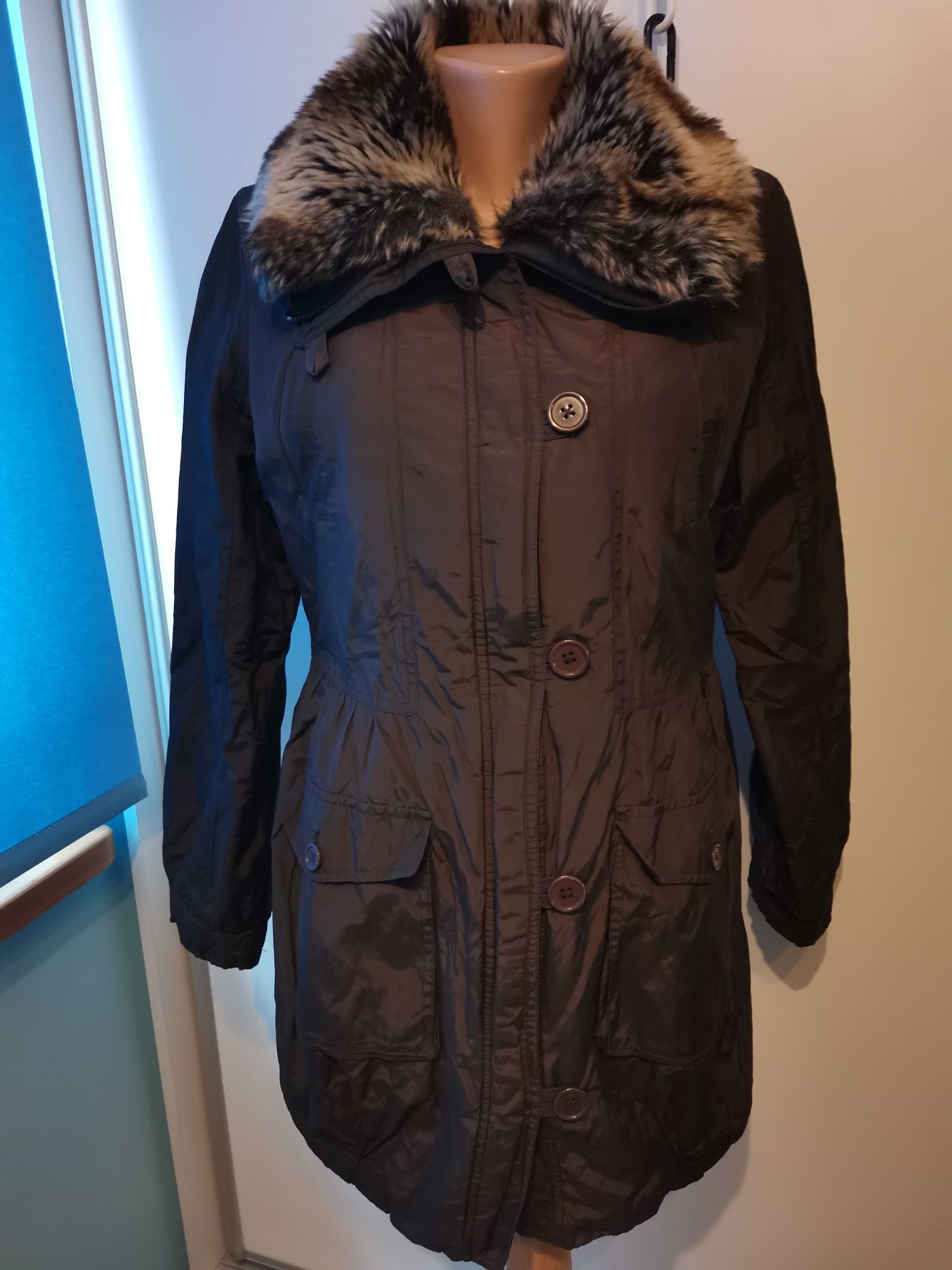 Marks&Spencer kurtka damska rozmiar 40, brąz, odpinane futerko, wiosna