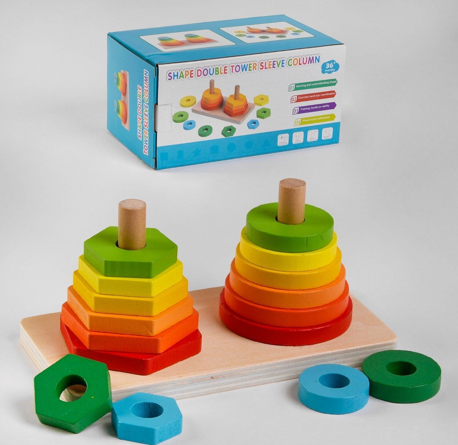 Геометрик в ассортименте, деревянные игрушки, логические пирамидки