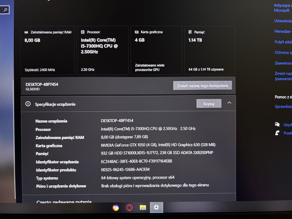 Asus ROG Gaming (GL503VD-FY005T) - 8GB RAM, 1TB HDD, Intel Core i5