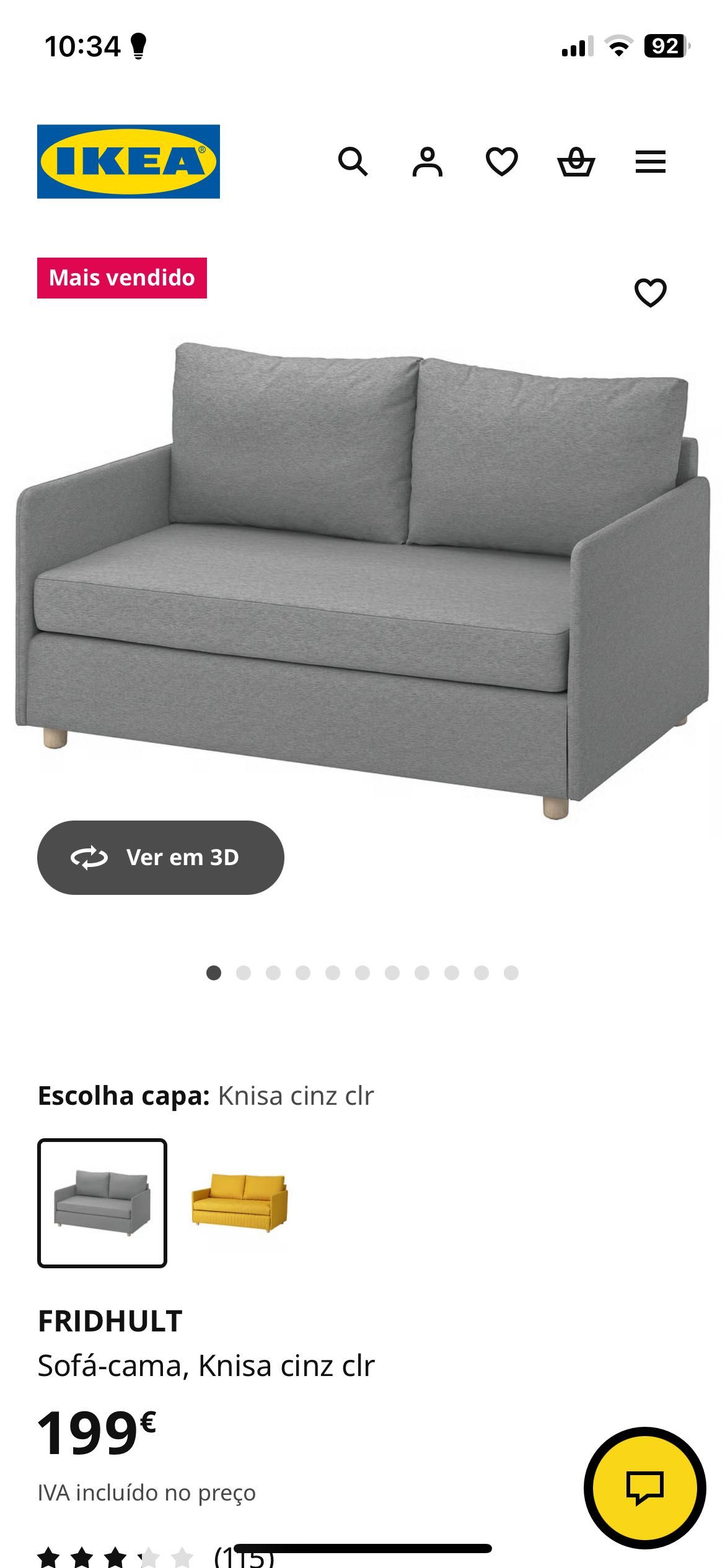 Sofá cama dois lugares ótimo estado