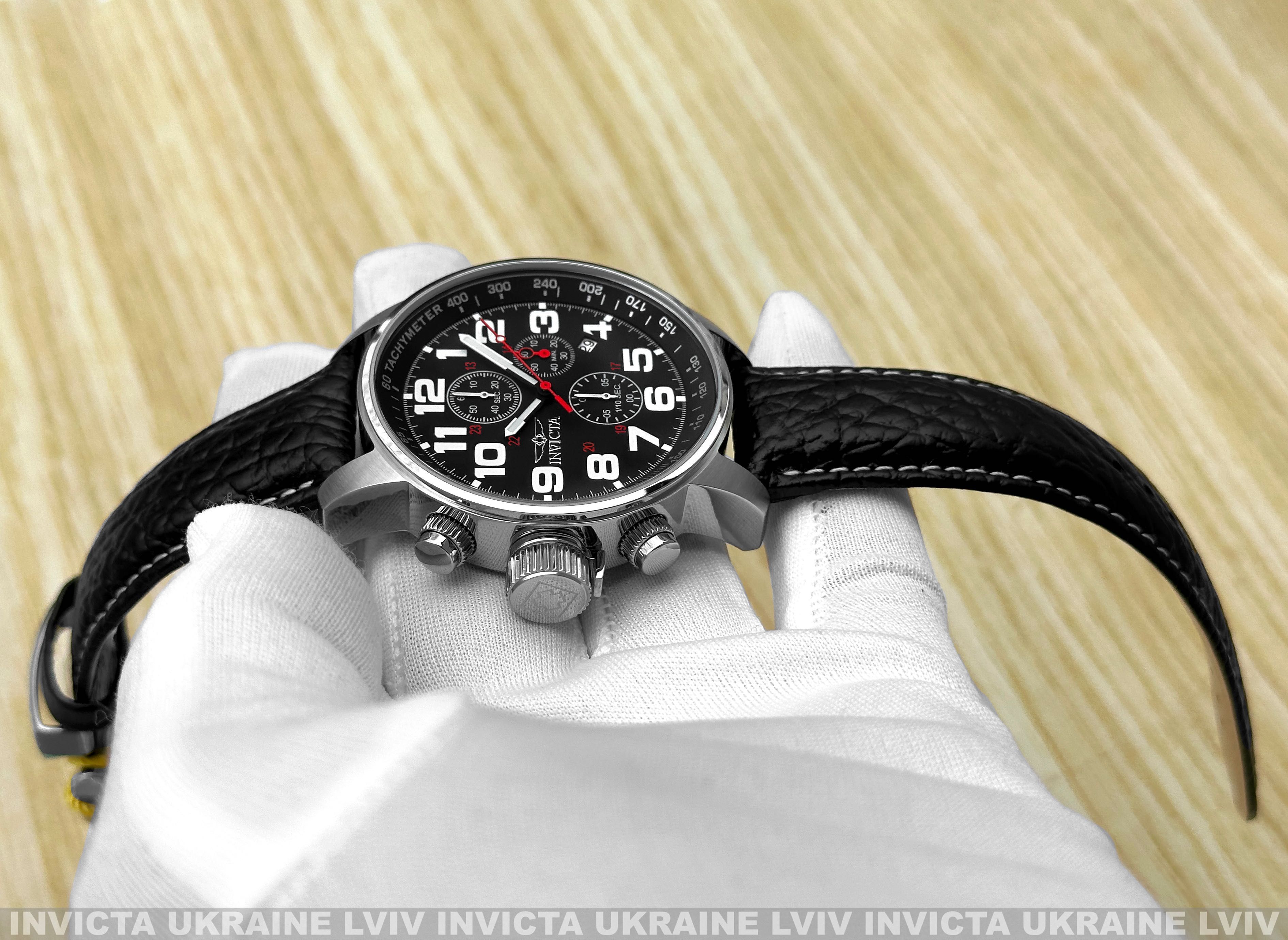 Мужские часы Invicta 2770 Aviator I - Force Black Leather 46 mm.