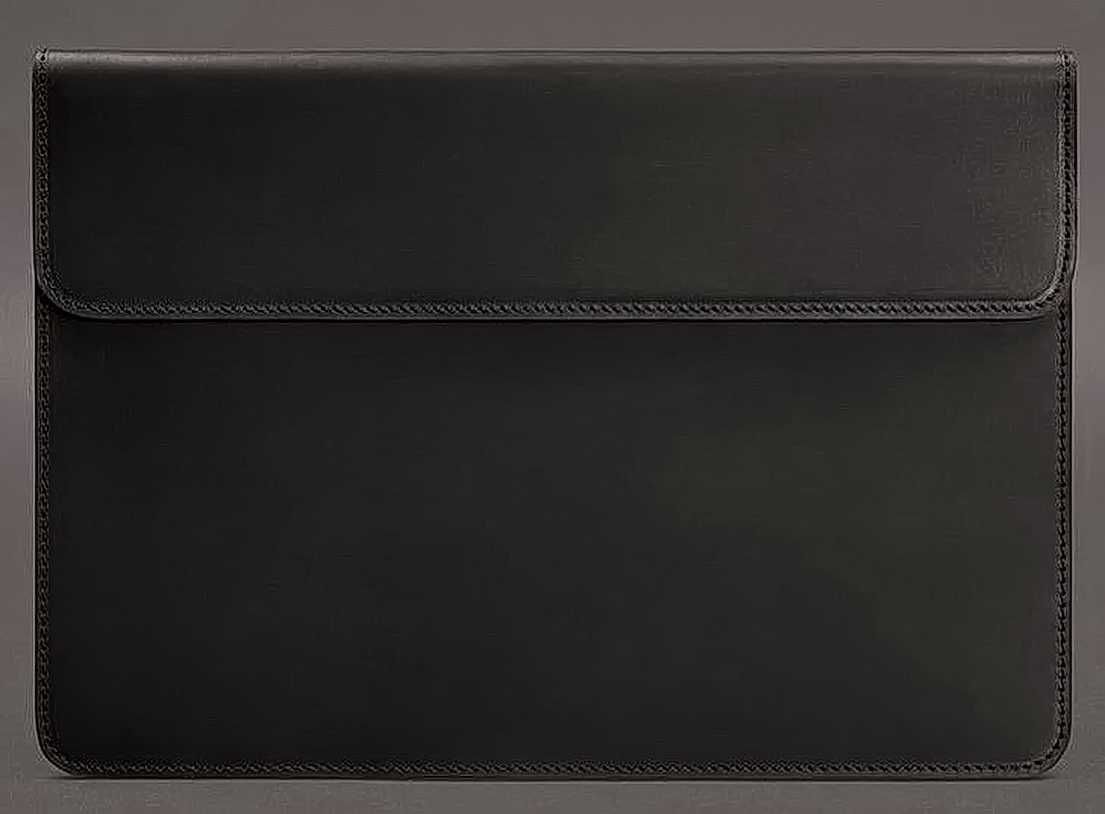 Шкіряний чорний чохол для MacBook 13 - стильний аксесуар