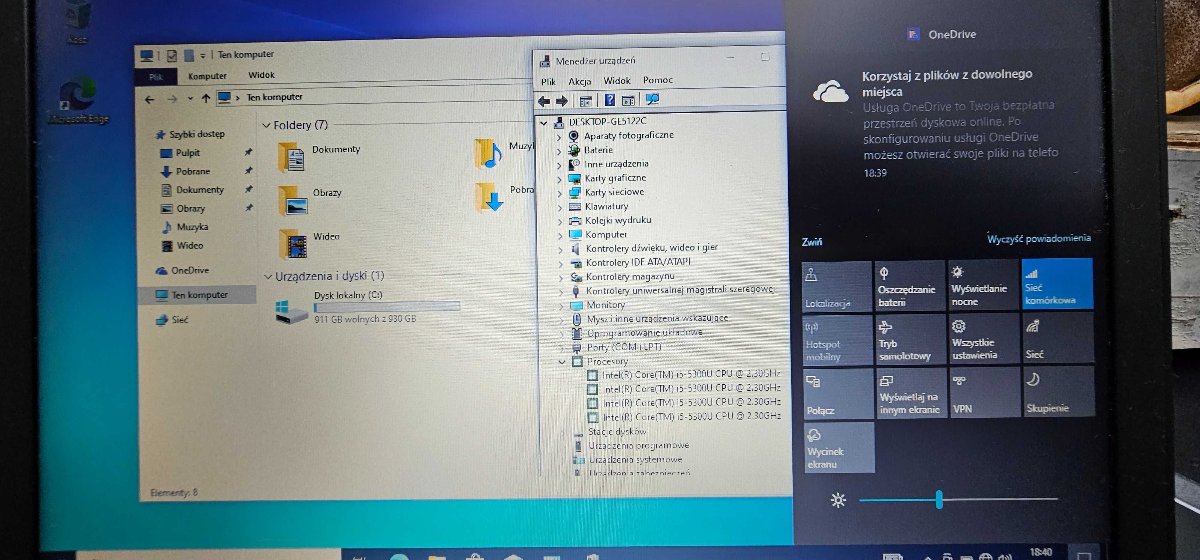 Lenovo Led/HD+/Win10pro/4G-LTE/Ram8/1TB SSD/WiFi/HDMI/BAT 3 Godzin