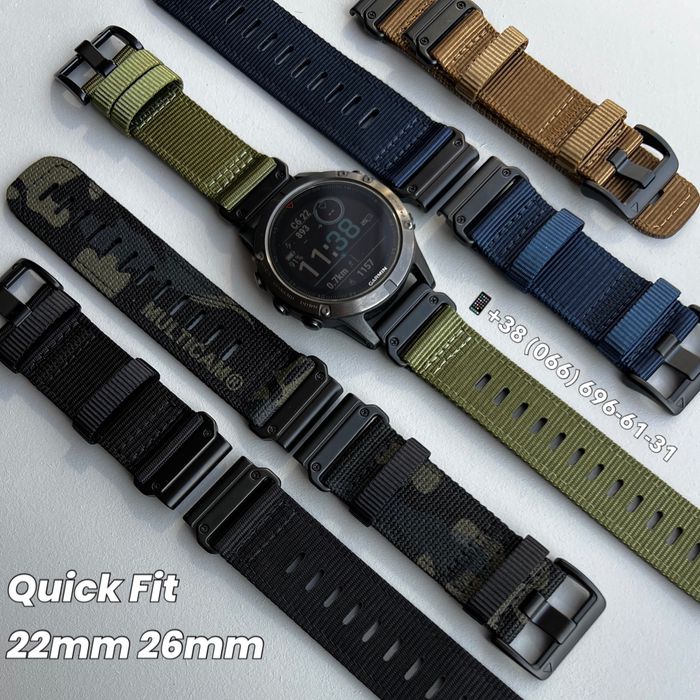 Нейлоновий тактичний ремінець на Гармін quick fit 22 mm 26 mm ремешок