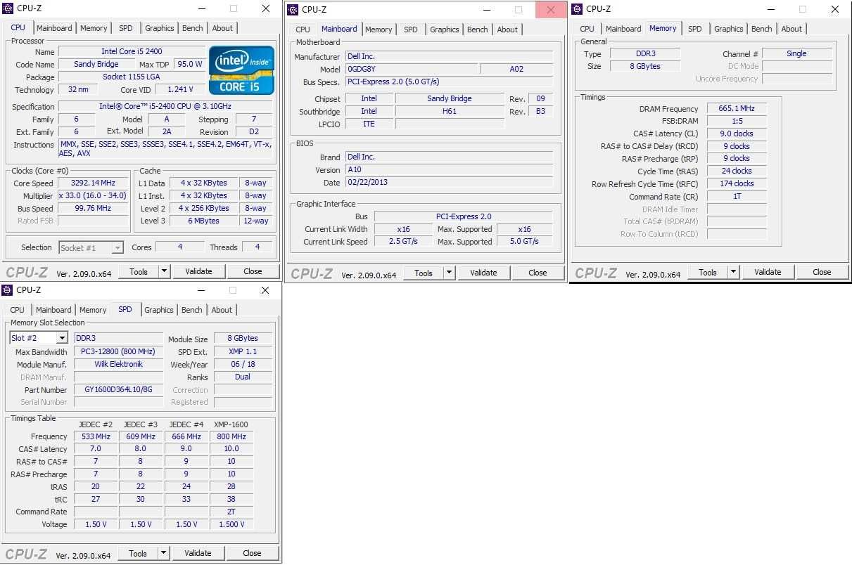 Płyta główna Dell + Intel Core i5 2400 + DDR3 8 GB