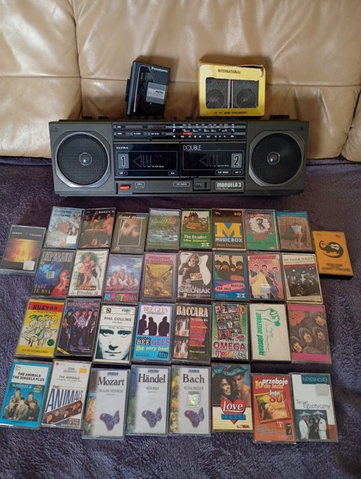 Radiomagnetofon manuela3 kasety34 sztuk walklmen Panasonic głośniki