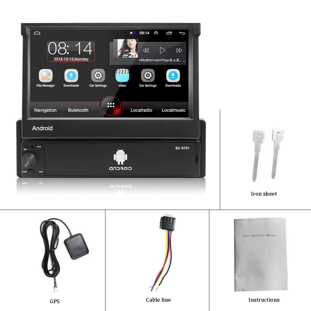 Rádio 1din 7 polegadas GPS WiFi Android subwoofer output NOVO