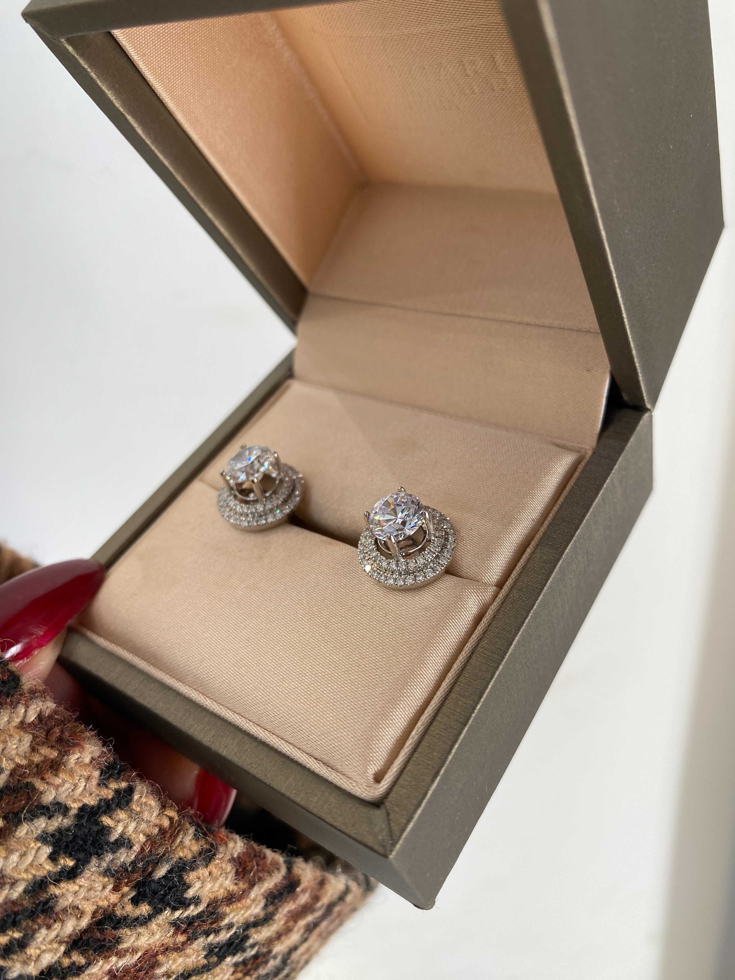 Kolczyki HALO z diamentami 2.52 CT VVS1/H Certyfikat IGI