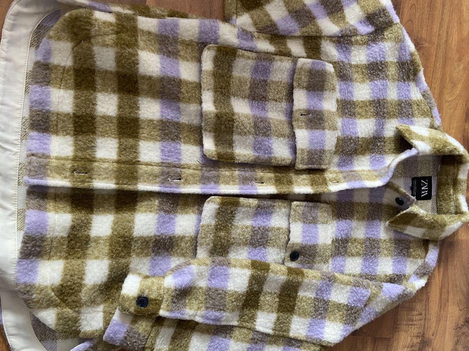 Katana koszula w kratę kurtka płaszczyk oversize Zara 36 S