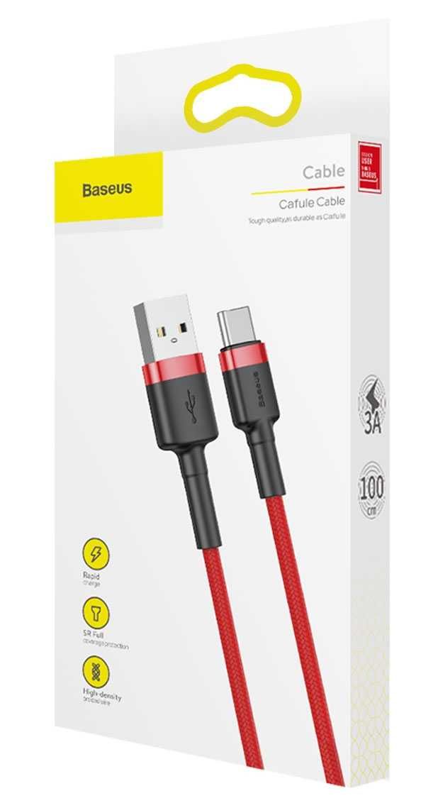 Kabel USB Typ C Baseus Cafule 1m 3A kolor: czerwony