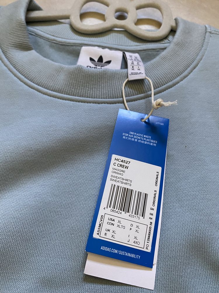 Adidas Originals Crewneck Bluza Premium Baby Blue Streetwear Boxy Rare