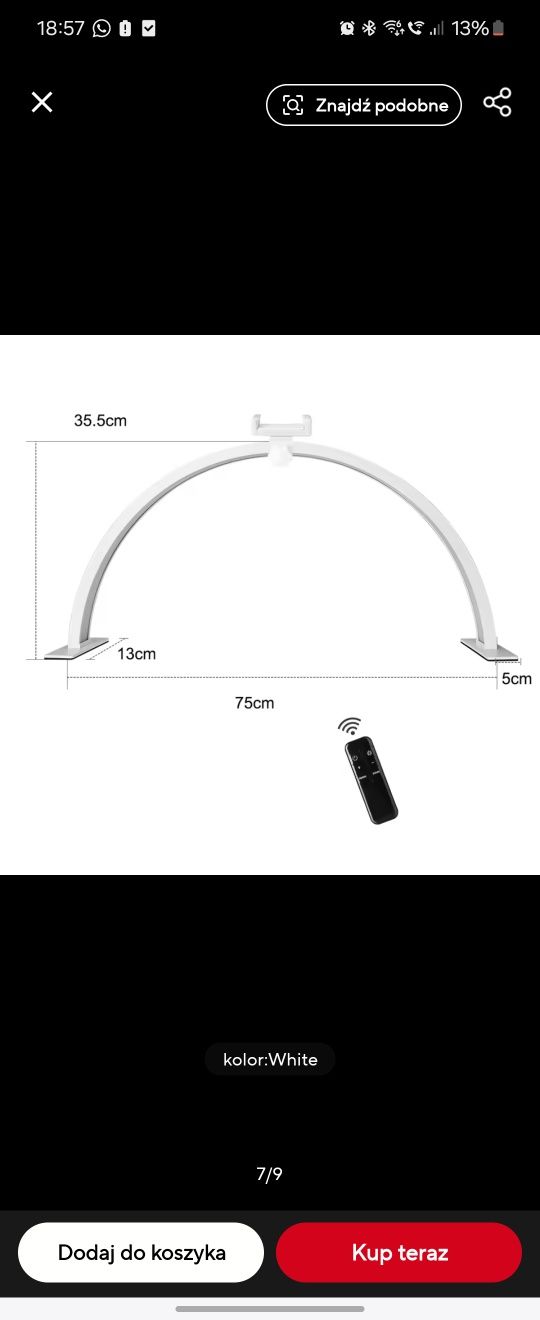 Lampa half moon 75 cm led manicure