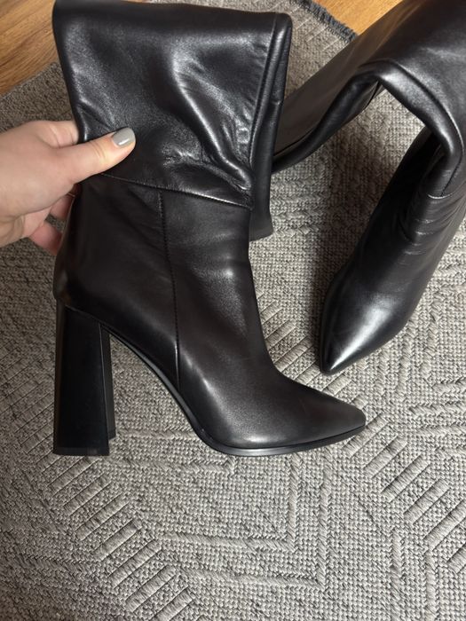 Чоботи, ботфорти, Estro, 37 р., натуральна шкіра, чорні