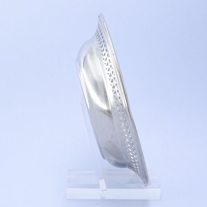 zabytkowa ażurowa niklowana patera paterka