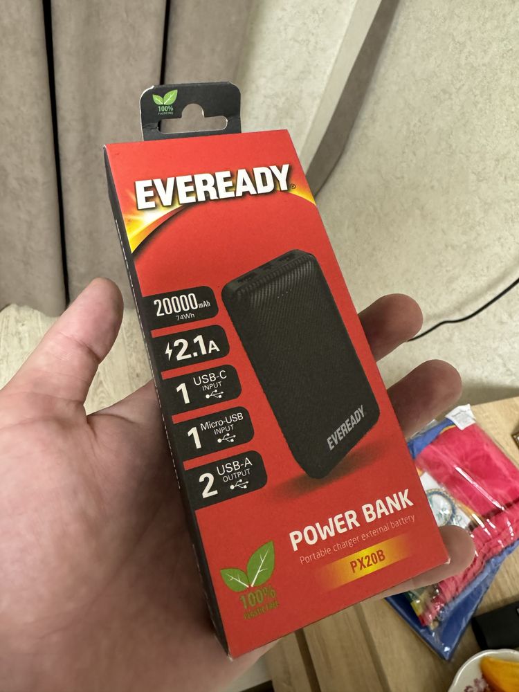 Зовнішній акумулятор Energizer Eveready 20000mAh Black (PX20B)