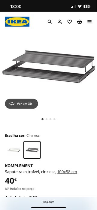 Sapateira pax cinza 100x58cm