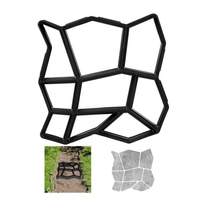 Forma do kostki brukowej kocie łby Relaxdays 35×35 cm czarna gipsowa