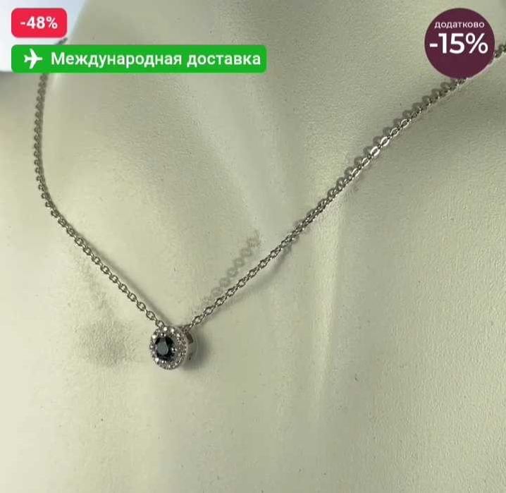 Колье из белого золота 585 пробы с самфиром и бриллиантами