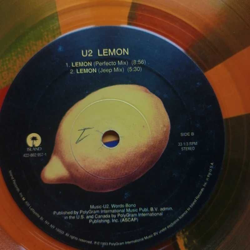 U2 12" Maxi Lemon Remixes Yellow Rare Oakenfold