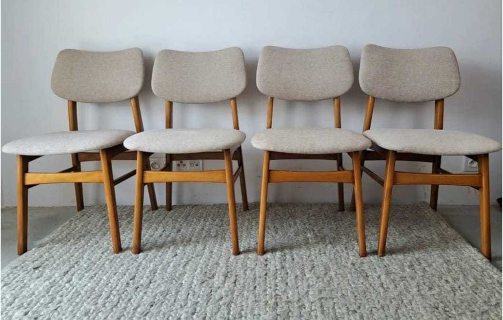 Krzesła tapicerowane, po renowacji, mid modern century, 4szt