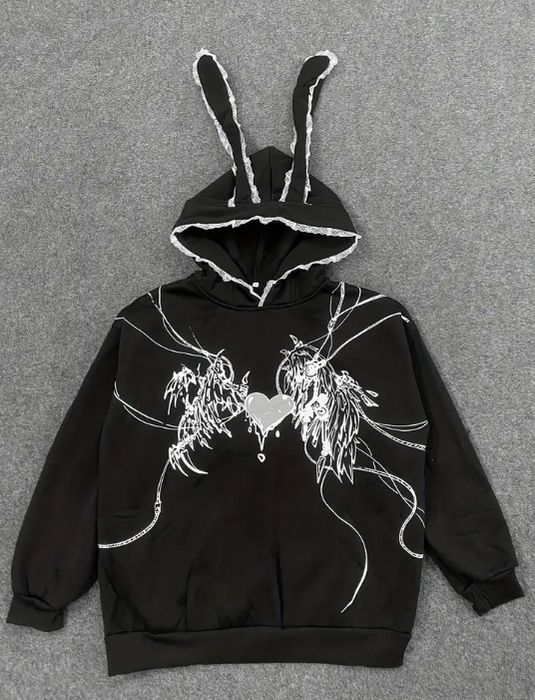 Y2K чорне худі з вухами