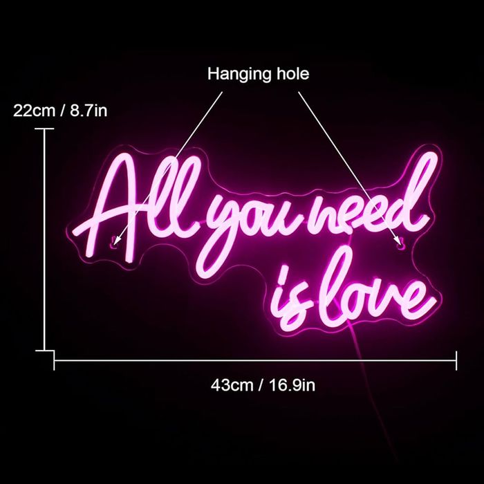 Napis neonowy All you need is love