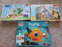 Puzzle świnka peppa, kubuś puchatek, rybka