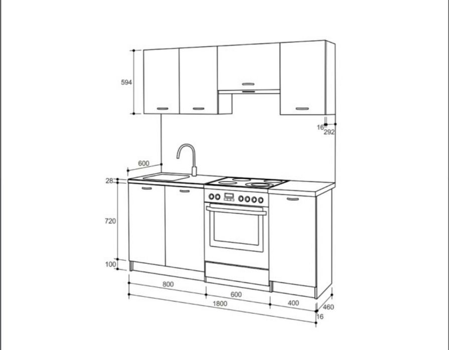 Кухня модульная. Комплект 1.8м дуб сонома