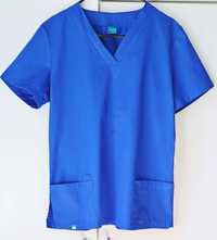 Scrubsy zestaw komplet medyczny bluza spodnie niebieski kobaltowy L