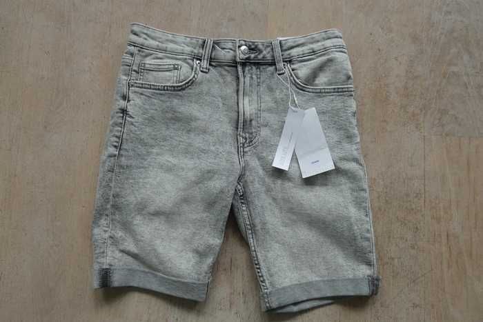 Krótkie spodenki jeansowe szare Denim; r.38;BERSHKA-NOWE