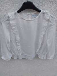 Biała zwiewna bluzka z falbankami Reserved rozmiar 122